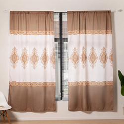 Deals For Less Luna Home Modern Print Window Curtains Set, 2 Pieces, Brown/White
