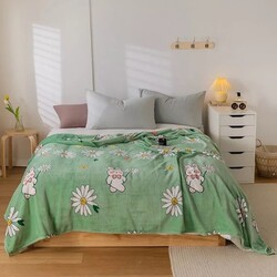 Deals for Less Chamomile Design Soft Fleece Blanket, Green, Double
