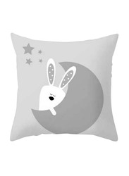 Deals for Less Rabbit & Moon Design Decorative Cushion Cover, Grey/White
