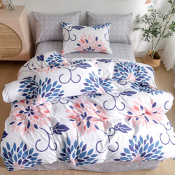 Deals For Less 6-Piece Floral Design Bedding Set, without Filler, 1 Duvet Cover + 1 Flat Sheet + 4 Pillow Covers, White/Blue/Pink, Queen/Double