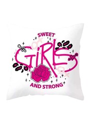 Deals for Less Sweet Girls Design Decorative Cushion Cover, White/Pink/Black