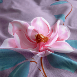 Deals For Less Luna Home 6-Piece Flower Design Bedding Set, Without Filler, 1 Duvet Cover + 1 Fitted Sheet + 4 Pillow Cases, King, Purple