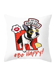 Deals for Less Be Happy Dog Design Decorative Cushion Cover, Multicolour