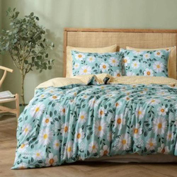 Deals For Less Luna Home 6-Piece Flower Design Bedding Set, Without Filler, 1 Duvet Cover + 1 Flat Sheet + 4 Pillow Cases, Queen/Double, Green