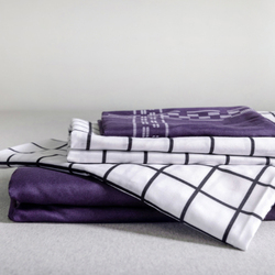 Deals For Less 6-Piece Mauve Square Design Bedding Set, without Filler, 1 Duvet Cover + 1 Flat Sheet + 4 Pillow Covers, Violet/White, Queen/Double