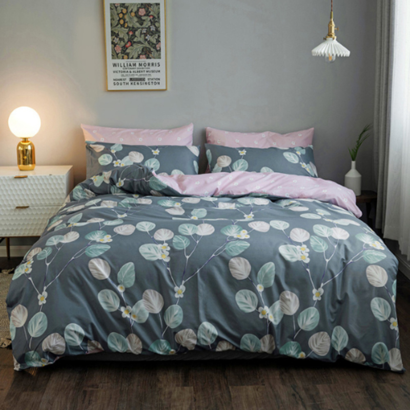 Deals For Less 6-Piece Leaves Design Duvet Cover Set, 1 Duvet Cover + 1 Flat Sheet + 4 Pillow Cases, Queen/Double, Multicolour