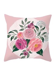 Deals for Less Flowers Design Decorative Cushion Cover, Pink/Green/Blue
