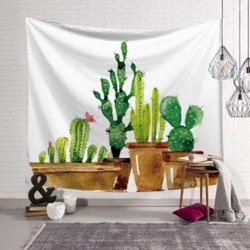 Deals for Less Cactus Design Tapestry Wall Home Decor, 150 x 150cm, Multicolour