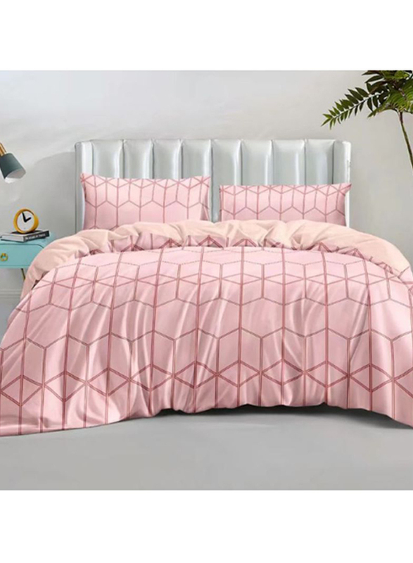 

Deals For Less Luna Home 6-Piece Geometric Print Design Duvet Cover Set, 1 Duvet Cover + 1 Flat Sheet + 4 Pillow Covers, Queen/Double, Pink