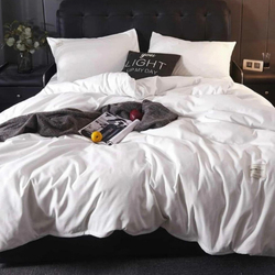 Deals For Less 6-Piece Luna Home Plain Bedding Set, 1 Duvet Cover + 1 Fitted Bedsheet + 4 Pillow Covers, King, Pearl White