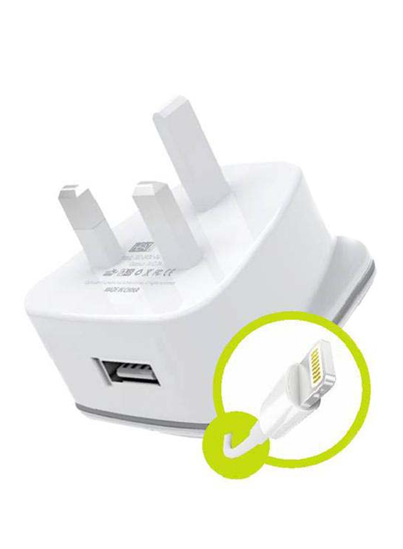 

Heatz ZAI07 Single Port Adapter Wall Charger, 2.2A with Lightning to USB Charge Cable, White