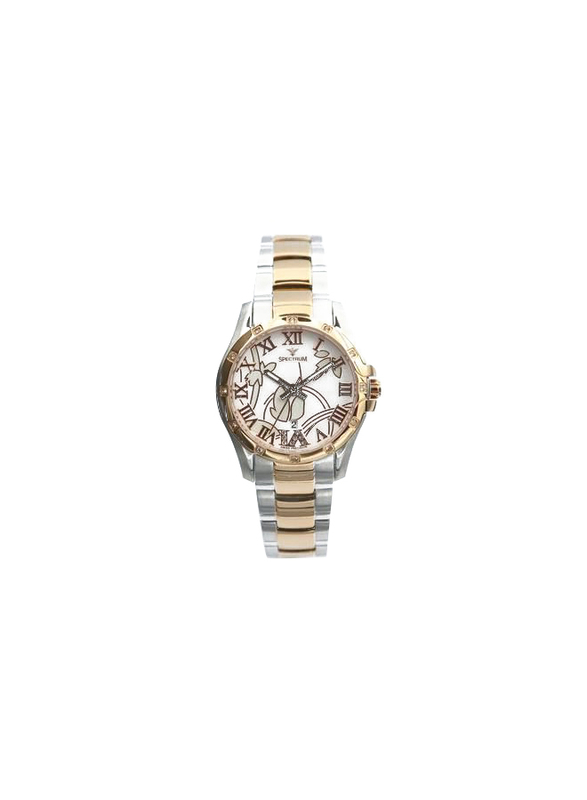 Spectrum Explorer Analog Watch for Women, with Stainless Steel Band, S12554L, Silver/Rose Gold-White