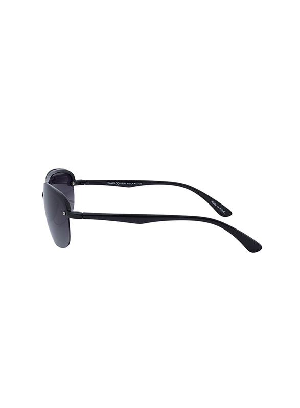 Daniel Klein Polarized Aviator Half-Rim Black Frame Sunglasses for Men, Anthracite Lens, DK3165C, 60/15/130