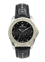 Spectrum Analog Watch for Women, with Leather Band, S12431L-3, Black-Black/Silver