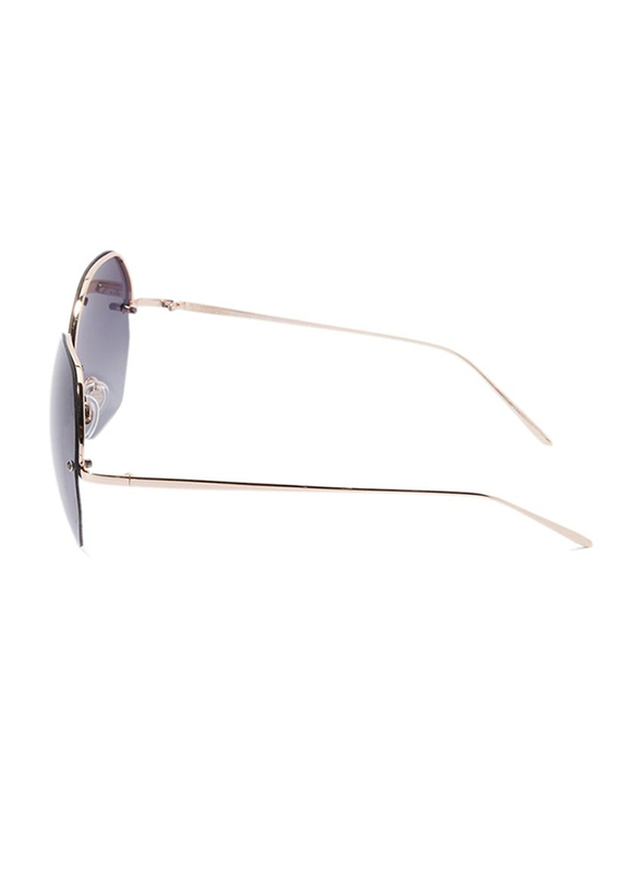 Daniel Klein Polarized Hexagonal Half Rim Gold Frame Sunglasses for Women, Purple Lens, DK4203C, 50/12/140