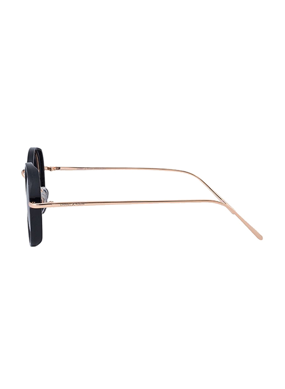 Daniel Klein Polarized Round Full Rim Gold Frame Sunglasses for Women, Brown Lens, DK4199C, 50/18/140