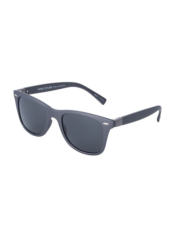 Daniel Klein Polarized Wayfarer Full-Rim Grey Frame Sunglasses for Men, Grey Lens, DK3030C, 50/12/140