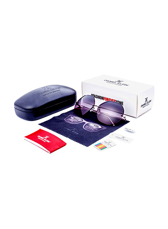 Daniel Klein Polarized Hexagonal Half Rim Purple Frame Sunglasses for Women, Purple Lens, DK4203C, 50/12/140