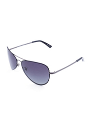 Daniel Klein Polarized Aviator Full-Rim Grey Frame Sunglasses for Men, Blue Lens, DK3164C, 60/20/130