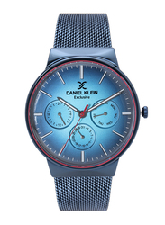 Daniel Klein Analog Watch for Men, with Stainless Steel Band, Water Resistant and Chronograph, DK12132-5, Blue