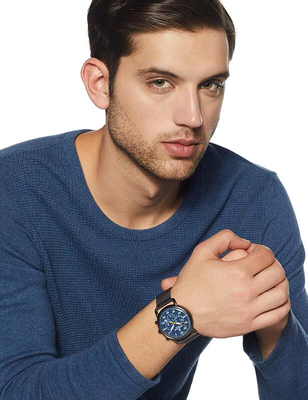 Daniel Klein Analog Watch for Men, with Stainless Steel Band, Water Resistant and Chronograph, DK12127-5, Black-Blue