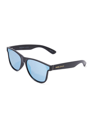 Daniel Klein Polarized Wayfarer Full-Rim Black Frame Sunglasses for Men, Blue Lens, DK3167C, 50/16/140
