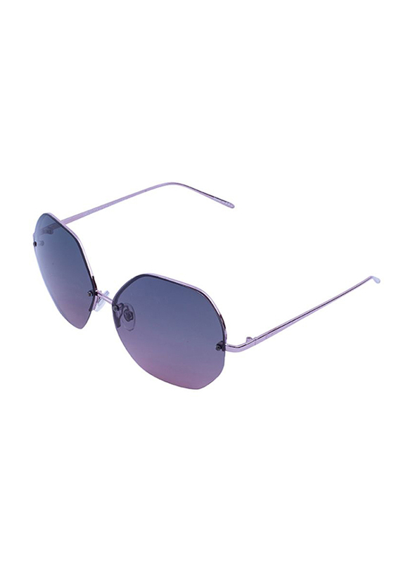 Daniel Klein Polarized Hexagonal Half Rim Purple Frame Sunglasses for Women, Purple Lens, DK4203C, 50/12/140