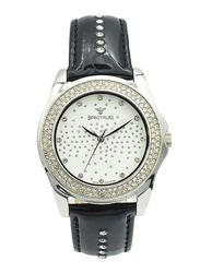 Spectrum Analog Watch for Women, with Leather Band, S12431L-2, Black-White