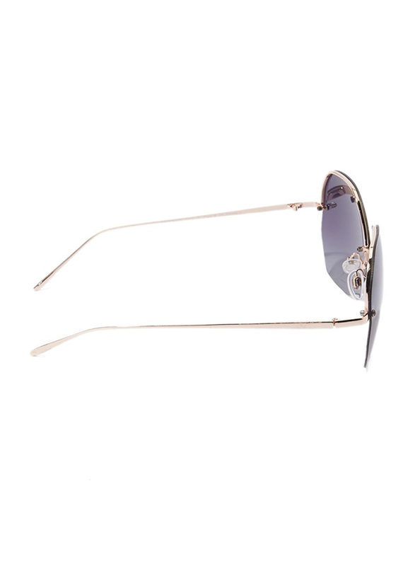 Daniel Klein Polarized Hexagonal Half Rim Gold Frame Sunglasses for Women, Purple Lens, DK4203C, 50/12/140