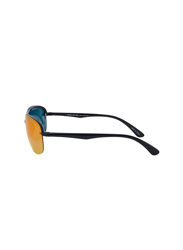 Daniel Klein Polarized Aviator Half-Rim Black Frame Sunglasses for Men, Mirrored Orange Lens, DK3165C, 60/15/130