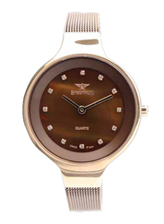 Spectrum Creative Analog Watch for Women, with Mesh Band, S11103L-8, Brown