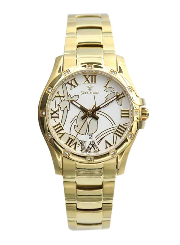 Spectrum Creative Analog Watch for Women, with Stainless Steel Band, S12554L-5, Silver/Rose Gold-White