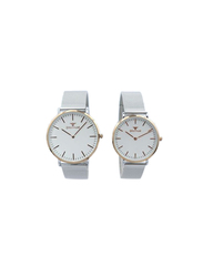 Spectrum Inventor Analog Unisex Couple Watches, with Mesh Band, 25149L, Silver