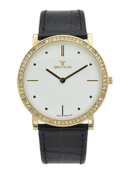 Spectrum Analog Watch for Men, with Leather Band, S12501M-1, Black-White