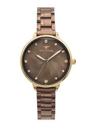 Spectrum Analog Watch for Women, with Stainless Steel Band, S25185L-8, Coffee Brown