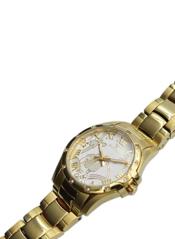 Spectrum Creative Analog Watch for Women, with Stainless Steel Band, S12554L-1, Gold-White