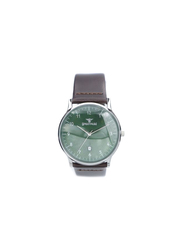 Spectrum Truth Seeker Analog Watch for Men, with Leather Band, S23073M, Dark Brown-Green