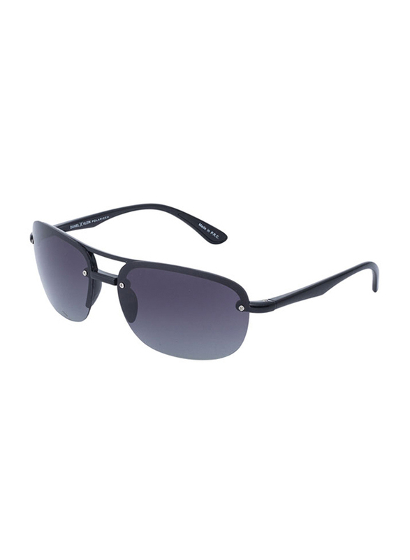 Daniel Klein Polarized Aviator Half-Rim Black Frame Sunglasses for Men, Anthracite Lens, DK3165C, 60/15/130