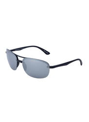 Daniel Klein Polarized Aviator Half-Rim Black Frame Sunglasses for Men, Grey Lens, DK3165C, 60/15/130