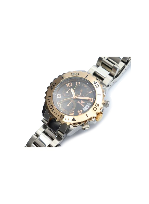 Spectrum Explorer Analog Watch for Men, with Stainless Steel Band and Chronograph, S92988M, Silver-Black/Gold