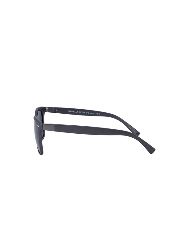 Daniel Klein Polarized Wayfarer Full-Rim Grey Frame Sunglasses for Men, Grey Lens, DK3030C, 50/12/140