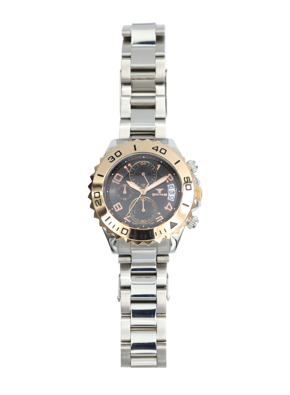 Spectrum Explorer Analog Watch for Men, with Stainless Steel Band and Chronograph, S92988M-3, Silver-White/Silver