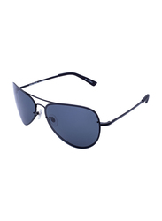 Daniel Klein Polarized Aviator Full-Rim Black Frame Sunglasses for Men, Grey Lens, DK3164C, 60/20/130