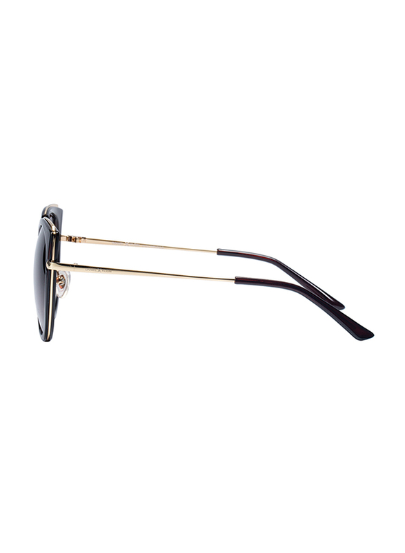 Daniel Klein Polarized Cat Eye Full Rim Golden Frame Sunglasses for Women, Brown Lens, DK4255C, 55/15/150