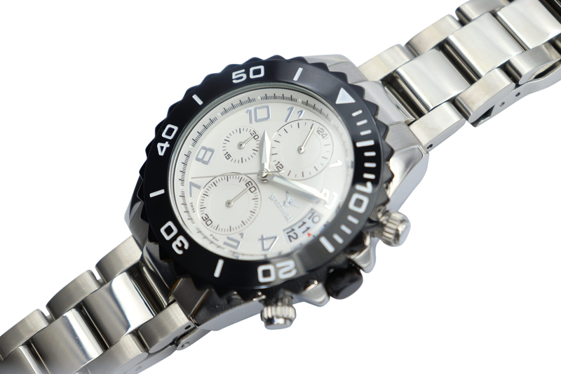 Spectrum Explorer Analog Watch for Men, with Stainless Steel Band and Chronograph, S92988M-2, Silver-White/Black