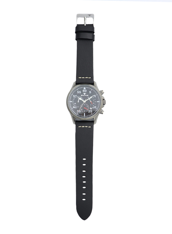 Spectrum Multidimensional Analog Watch for Men, with Leather Band and Chronograph, S23019M-2, Black