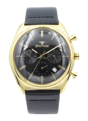 Spectrum Multidimensional Analog Watch for Men, with Leather Band and Chronograph, S23069M-3, Black
