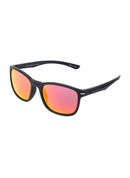 Daniel Klein Polarized Wayfarer Full-Rim Black Frame Sunglasses for Men, Mirrored Pink Gradient Lens, DK3170C, 53/18/135
