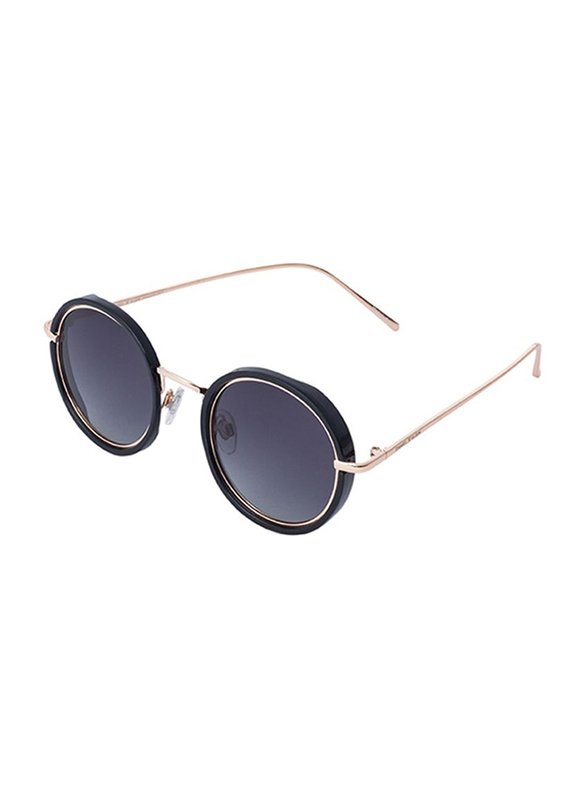 Daniel Klein Polarized Round Full Rim Gold Frame Sunglasses for Women, Brown Lens, DK4199C, 50/18/140
