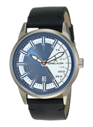 Daniel Klein Analog Watch for Men, with Leather Band and Water Resistant, DK12151-3, Black-Blue